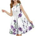 thumbnail image 2 of My Orders Gamivast Girls Flowy Summer Tank Dresses Floral Printed Crewneck Sleeveless A-Line Dresses Tiered Casual Sundress for Kids White Vestidos De Verano Para Niña, 2 of 7