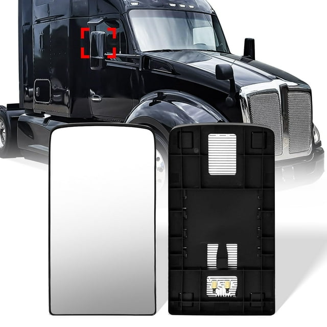 High Soar Door Main Mirror Glass Upper for Kenworth T680 T880 2013-2019,Mirror Glass Upper with Defrost Heated Function Replacement for Kenworth T680 T880 Driver/Left & Passenger/Right Universal side