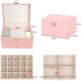 thumbnail image 6 of Earring Jewelry Box For Women Girl Stud Organizer, 3 Layers Girl Jewelry Organizer Box With Lock Earring Holder Organizer Necklace Ring Jewelry Organizer Box For Girls (PInk, 3 layer), 6 of 8