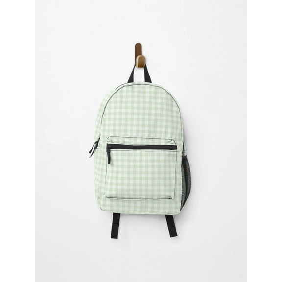 Sage Green Gingham Backpack, Back To School Backpack