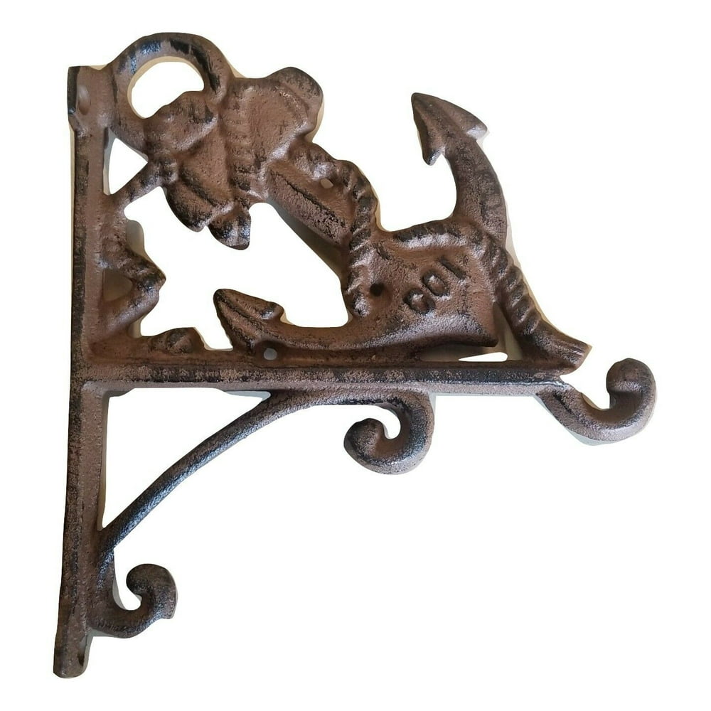 2 pc Cast Iron Anchor Plant Holder Hook planter garden nautical decor