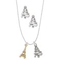 thumbnail image 1 of Delight Jewelry Goldtone Crystal Eiffel Tower Silver tone Zig Zag Christmas Tree Charm Necklace and Stud Earrings, 1 of 4