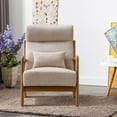 thumbnail image 2 of Bestier Accent Chairs for Living Room, Mid-Century Modern Arm Chair with High Back and Waist Cushion, Upholstered Reading Armchair with Solid Wood Frame, Beige, 2 of 9