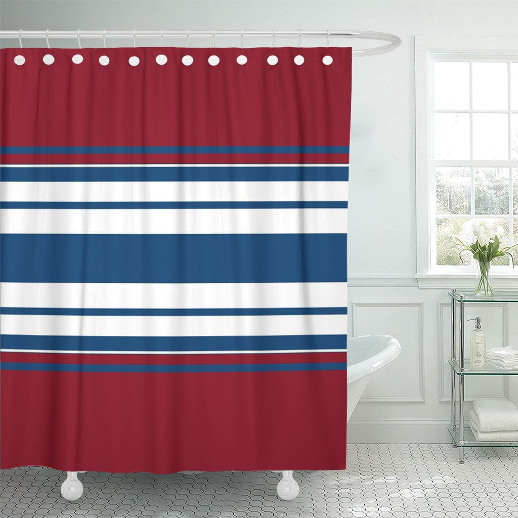 PKNMT Navy Abstraction of White Blue and Red Stripes Bandage Shower