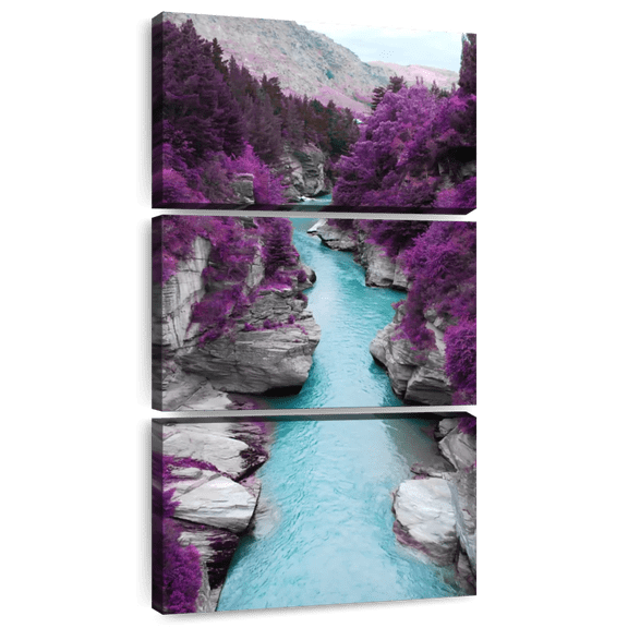 Elephant Stock Great Beyond Wall Art - Vertical Multi Panel Canvas - Living Room Wall Decor - Nature Multi Panel - Turquoise And Purple Decor - 12" x 27"