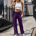 thumbnail image 2 of ManxiVoo Women High Waist Cargo Pants Flared Leggings with Pockets Stretchy Workout Casual Trousers M Size Purple, 2 of 6