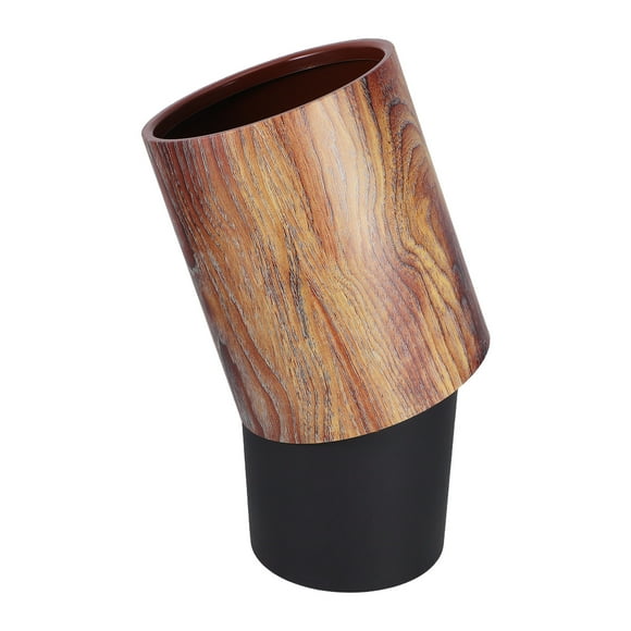 UPOUART Vintage Bedroom Trash Can with Light Brown Wood Grain for Home and Office Use