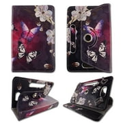 White flower butterfly folio tablet Case for Digiland 7 inch android tablet cases 7 inch Slim fit standing protective rotating universal PU leather standing cover