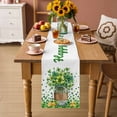 thumbnail image 2 of Happy St. Patrick's Day Table Runner - 60 Inch Long Spring Green Lucky Clovers Leaf Cotton and Linen Blended Dress Scarves Farmhouse Table Runner for Kitchen Dining, Coffee Table, 13" x 60", 2 of 8