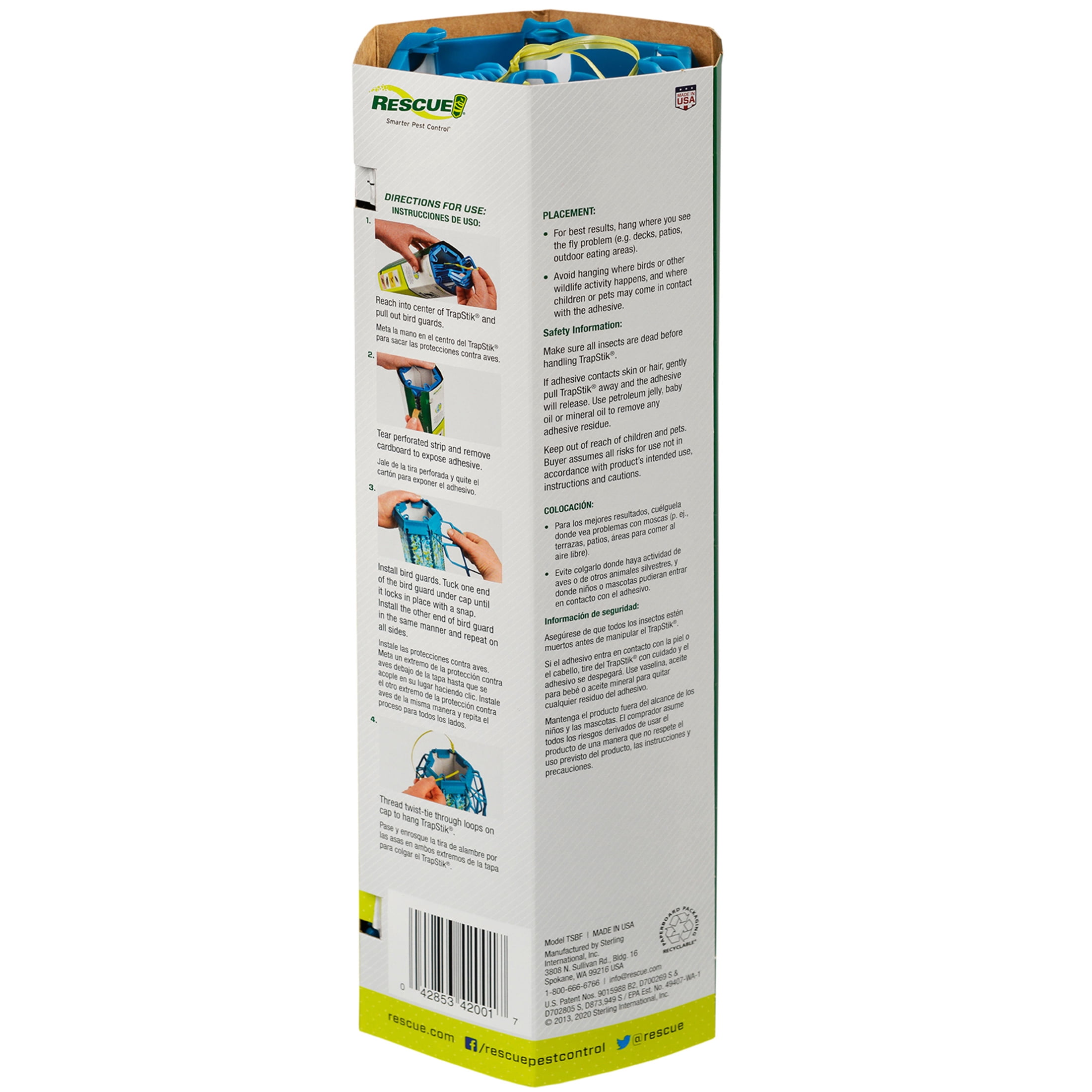 (3 pack) RESCUE! Deck  Patio Fly Trapstik Outdoor Hanging Fly Trap