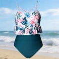 thumbnail image 2 of Bainana Baby Girls Swimwear Two Piece Swimsuits Floral Print Tankini Tops And Shorts Set Little Girls Pool Casual Beach Swimsuit Green Size 6-7 Years, 2 of 3