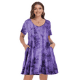 thumbnail image 3 of VEPKUL V Neck Short Sleeve Casual Swing T Shirt Dress with Pockets Plus Size Dresses for Women B-Purple_1X, 3 of 9