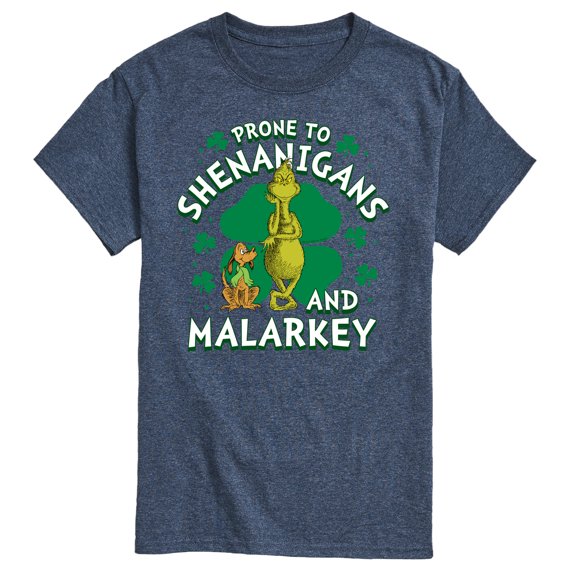 Dr. Suess - The Grinch - Prone To Shenanigans Malarkey - St Patrick's Day - Men's Short Sleeve Graphic T-Shirt