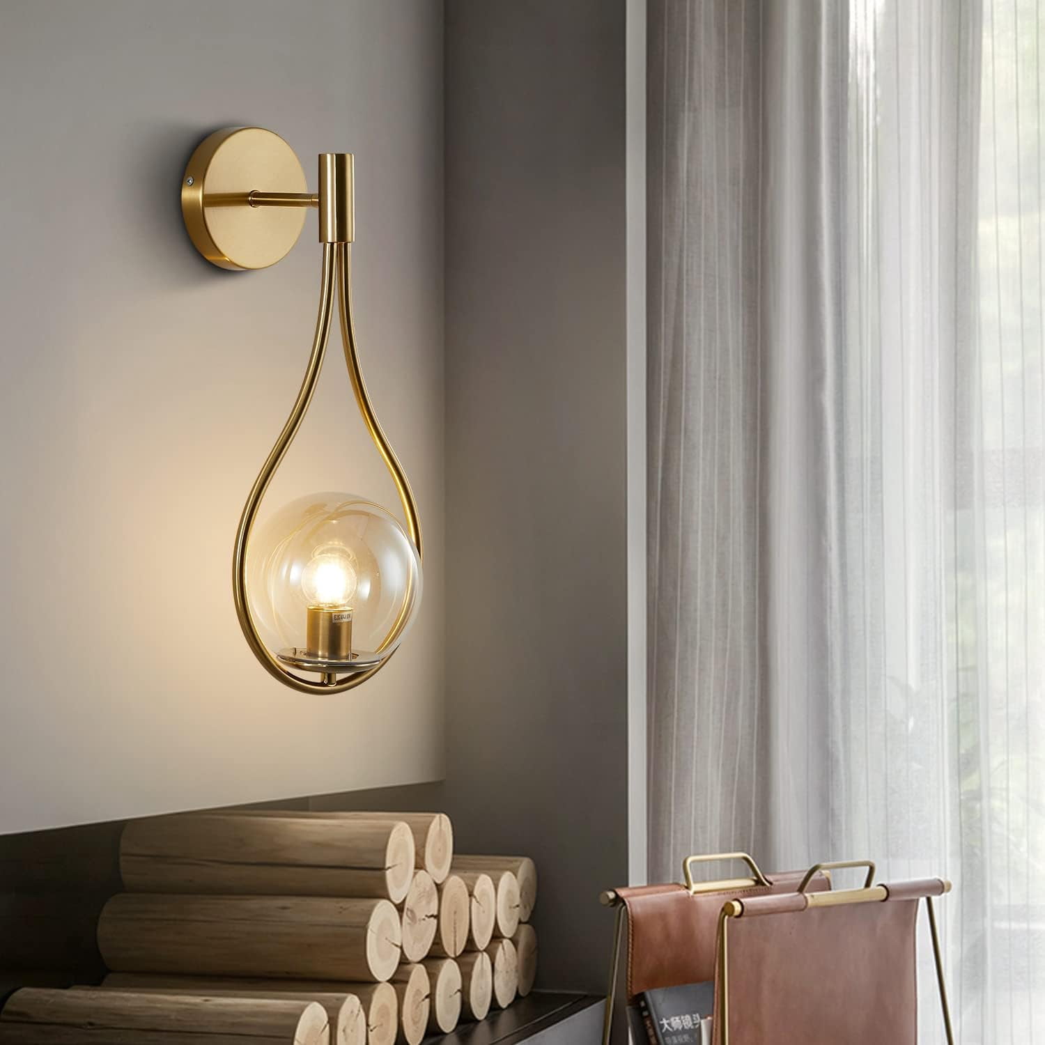 KCO Lighting Glass Globe Wall Mounted Sconce Gold Teardrop Wall Sconce Vintage Cordless Sconces Wall Lighting