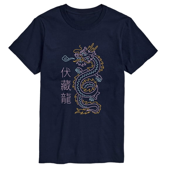 Instant Message - Neon Chinese Dragon Short Sleeve Graphic T-Shirt