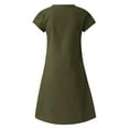 thumbnail image 7 of ClodeEU Women's Summer Dress， V-Neck Short Sleeve Solid Color Short Sleeved Dress Army Green,Womens Plus XXL, 7 of 7