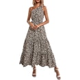 thumbnail image 1 of Vestido largo bohemio con volantes y un hombro sin mangas con estampado floral de verano para mujer, 1 of 5