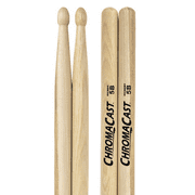 ChromaCast 5B Hickory Drumsticks Pair - Wood Tipped - Drum Sticks Tour Tested by Pro Drummers - Real n Hickory Wood