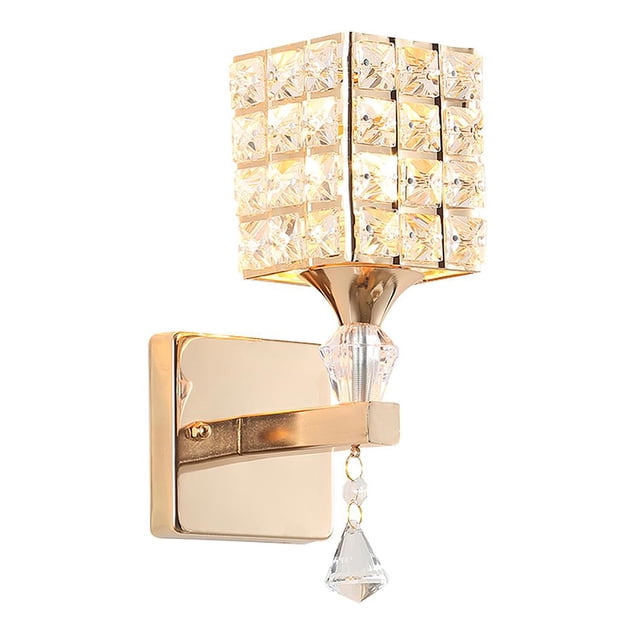 Toystoory Aplique de cristal, lámpara de pared Industrial dorada, hermosa luz de cristal moderna sin bombilla para mesita de noche, galería, baño Iluminación y accesorios Toystoory HA013183-00