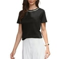 thumbnail image 1 of INSPIRAR CHIC Blusas de Cuello de Tweed para Mujeres 2026 de Manga Corta Verano Elegante L Negro, 1 of 6