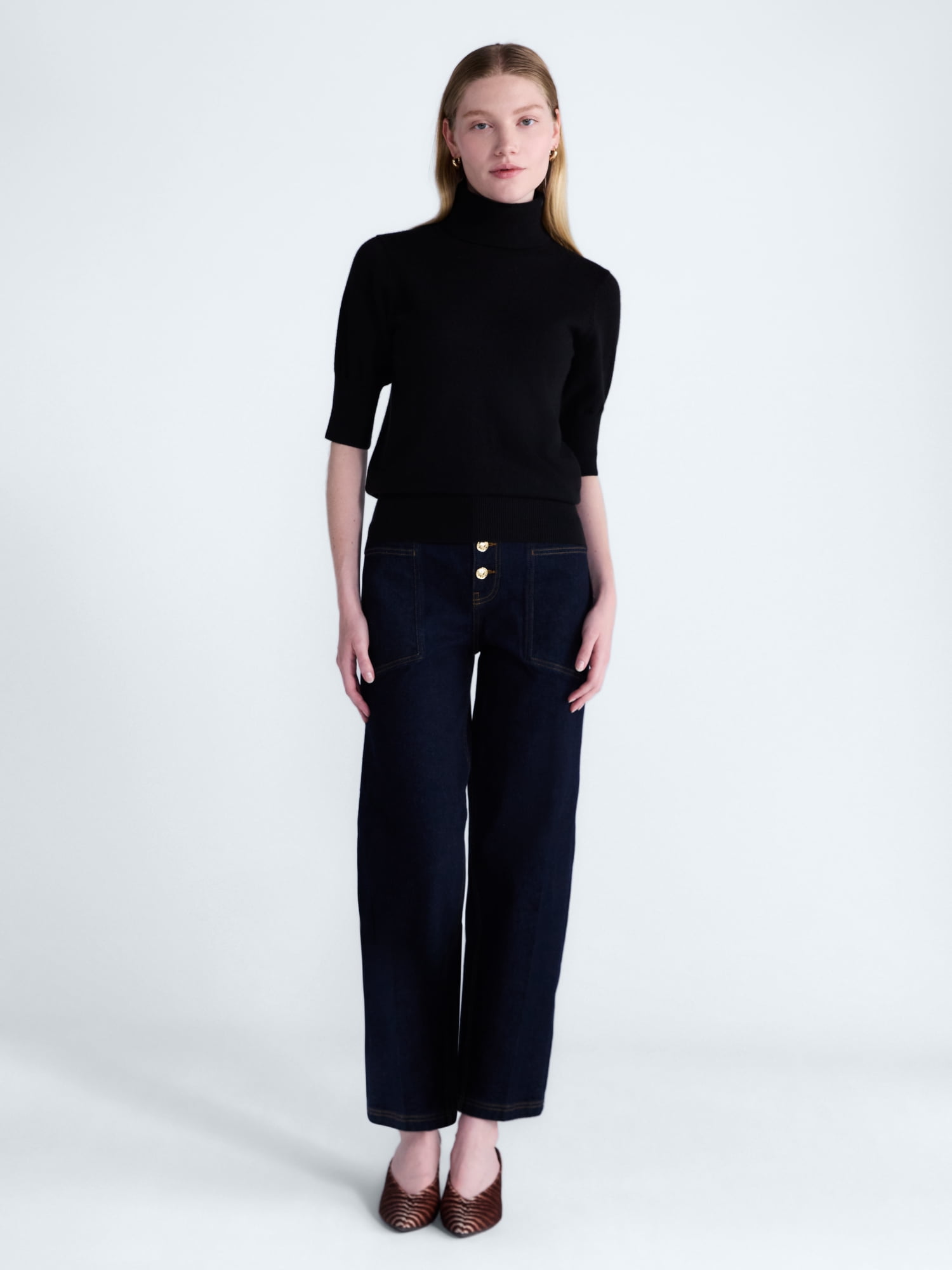 Scoop Women’s and Women’s Plus Cashmere Turtleneck Sweater with Elbow Length Sleeves, Lightweight, XXS-4X