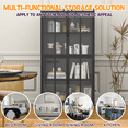 thumbnail image 6 of 63" H Storage Pantry Buffet Cabinet Premium Black Metal Accent Chest with Tempered Glass Doors Adjustable Shelves Anti-Tipping Device for Living Room Bedroom Kitchen Office, 6 of 7