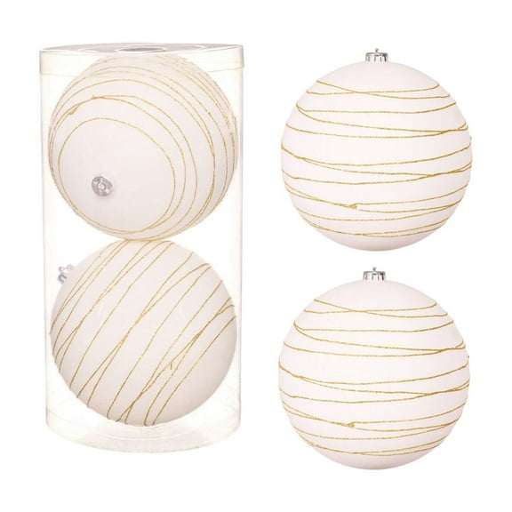 Oversized 20cm Flocked Christmas Ball Ornaments – 2pcs Suede-Style Red & White Hanging Decorations for Tree, Home, and Event Displays