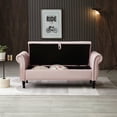 thumbnail image 3 of Holaki 63" Velvet Multi-functional Storage Rectangular Sofa Stool Buttons Tufted Nailhead Trimmed Solid Wood Legs with 1 Pillow, Light Pink, 3 of 10