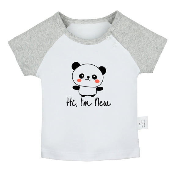Hi, I'm New Funny T shirt For Baby, Newborn Babies T-shirts, Infant Tops, 0-24M Kids Graphic Tees Clothing (Short Gray Raglan T-shirt, 12-18 Months)