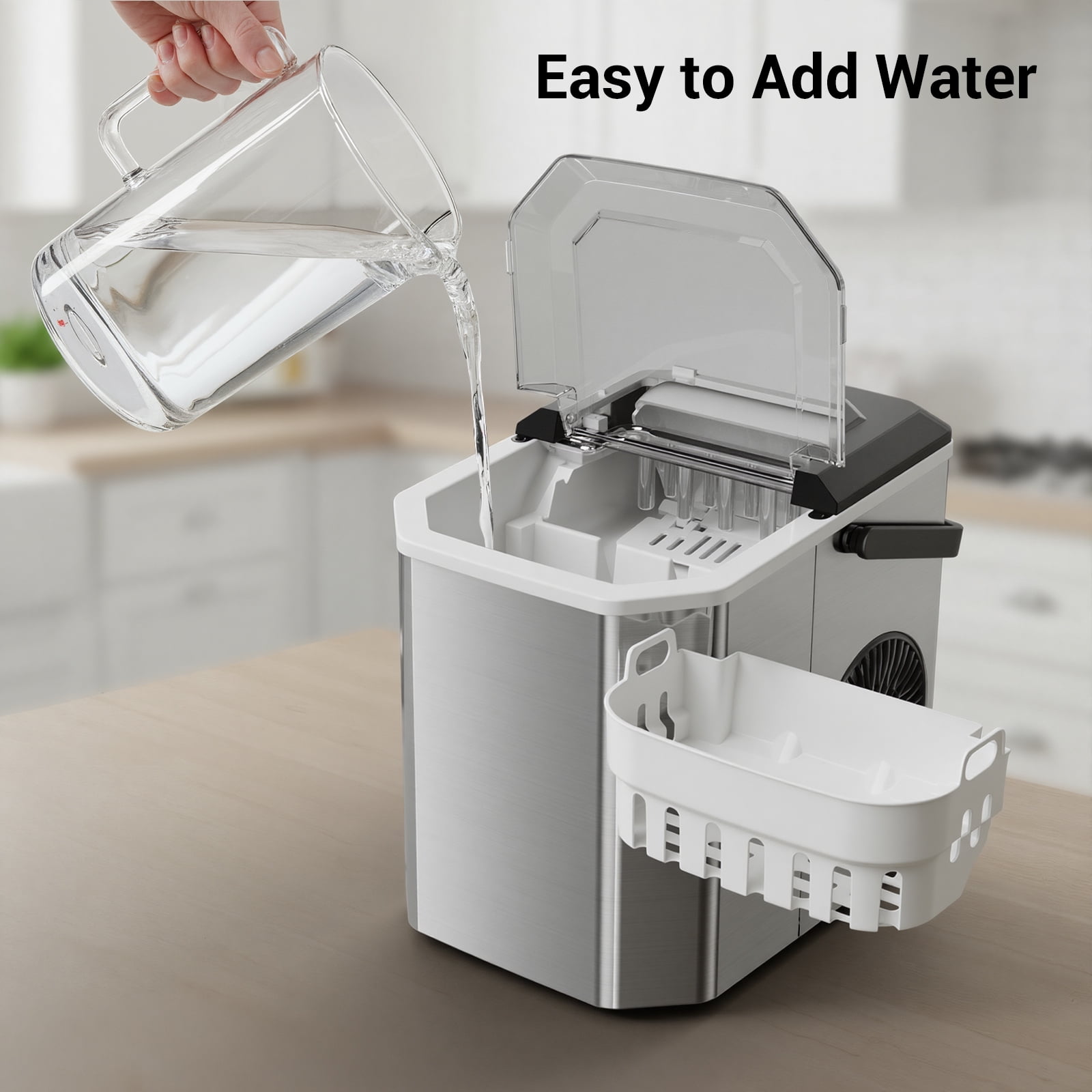Ecojoy Countertop bullet Ice Maker with One-Click Operation & Self-Cleaning, 28Lbs/24H, Portable for Home/Office