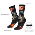 thumbnail image 4 of KLL Colorful Floral Black Dog Print Cool Socks Men's Women's Crew Socks Funny Crazy Novelty Stockings, 4 of 6