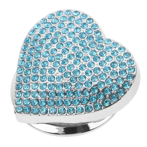 WASHWEPE Heart-Shaped Blue Rhinestone Car Accessories Push Start Button Cover 1Pack For Car Owners Daily Use