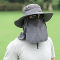 thumbnail image 4 of Sombrero para el sol Gorra con protección UV Ala ancha Nylon Transpirable Secado rápido UPF 50+ Sombrero de pesca con cubierta extraíble para solapa en el cuello y la cara Gris oscuro, 4 of 10