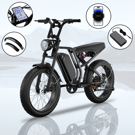 Moobelo B8 Electric Mountain Bike 1500W High Torque Motor 52V 20Ah Removable Battery 20x4 Fat Tire 70 Miles Range For Adults