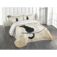 thumbnail image 3 of Ambesonne Moon Quilted Bedspread Set 3 Pcs, Black Cat Siting on Moon, Queen Size, Sand Brown Black, 3 of 5