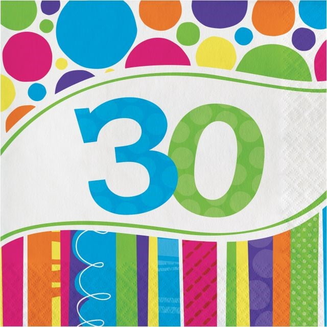 Party Creations Bright And Bold 30th Birthday Lunch Napkins, 18 Ct ...