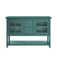 thumbnail image 2 of Manor Park Modern 52” Glass Door Dining Buffet Table, Dark Teal, 2 of 10