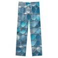 thumbnail image 4 of Blue Mermaid Scale Glitter Print Winter Female Pants Flannel High Waist Women Pants Lady Warm Straight Leg Plush Trousers, 4 of 7