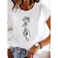 thumbnail image 2 of Blusa Yzk de manga corta con cuello redondo para mujer, camiseta informal con estampado de amor, transpirable, fresca, bonita, para verano, 2024, 2 of 5