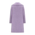 thumbnail image 5 of Fnooota Womens Fleece Jacket, Warm Lapel Solid Color Mid-Length Winter Outerwear Purple Size XL, 5 of 6