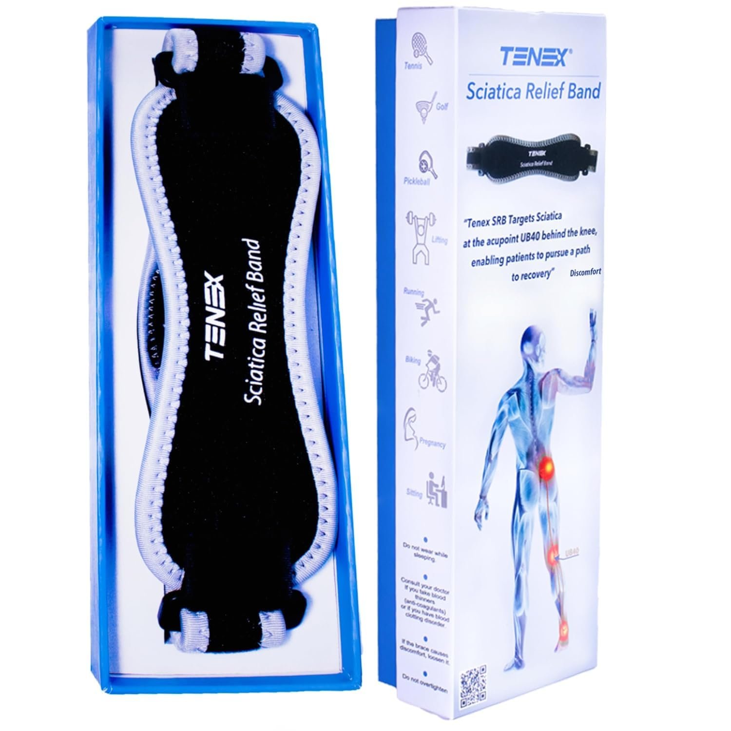 TENEX Sciatica Relief Band  Ultra-Comfortable, Single-Band, Non-Slip Sciatic Nerve Brace, Targets UB40 Acupoint for Immediate, Effective Sciatica Pain Relief, Ideal for Daily Use, Unisex