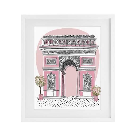 Stupell Industries Pink Neoclassical Archway White Framed Print Under Glass, design by Jess Stempel