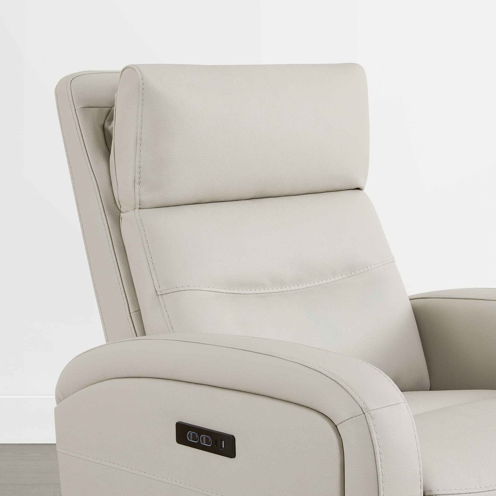 CHITA Power Glider Recliner Chair, 270° Swivel Recliner with Power Headrest for Nursery, Faux Leather in Cream
