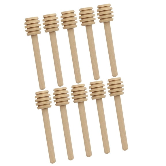 SOPOTUTU Khaki Wooden Honey Dippers Practical Drizzling Tools for Home 10Pcs