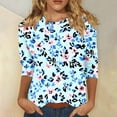 thumbnail image 2 of CYMMPU Blouses for Women Dressy Casual Round Neck Tunic Tops Flower Printed Fall Fashion Shirts Loose Fit 3/4 Sleeve Spring Tops Lightweight Basic T-Shirts Multicolor XXXXL, 2 of 5