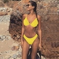 thumbnail image 7 of Sngxgn Women's Swimsuit Tummy Control Bathing Suit Ruffle V Neck Swimwear(Yellow,XL), 7 of 7