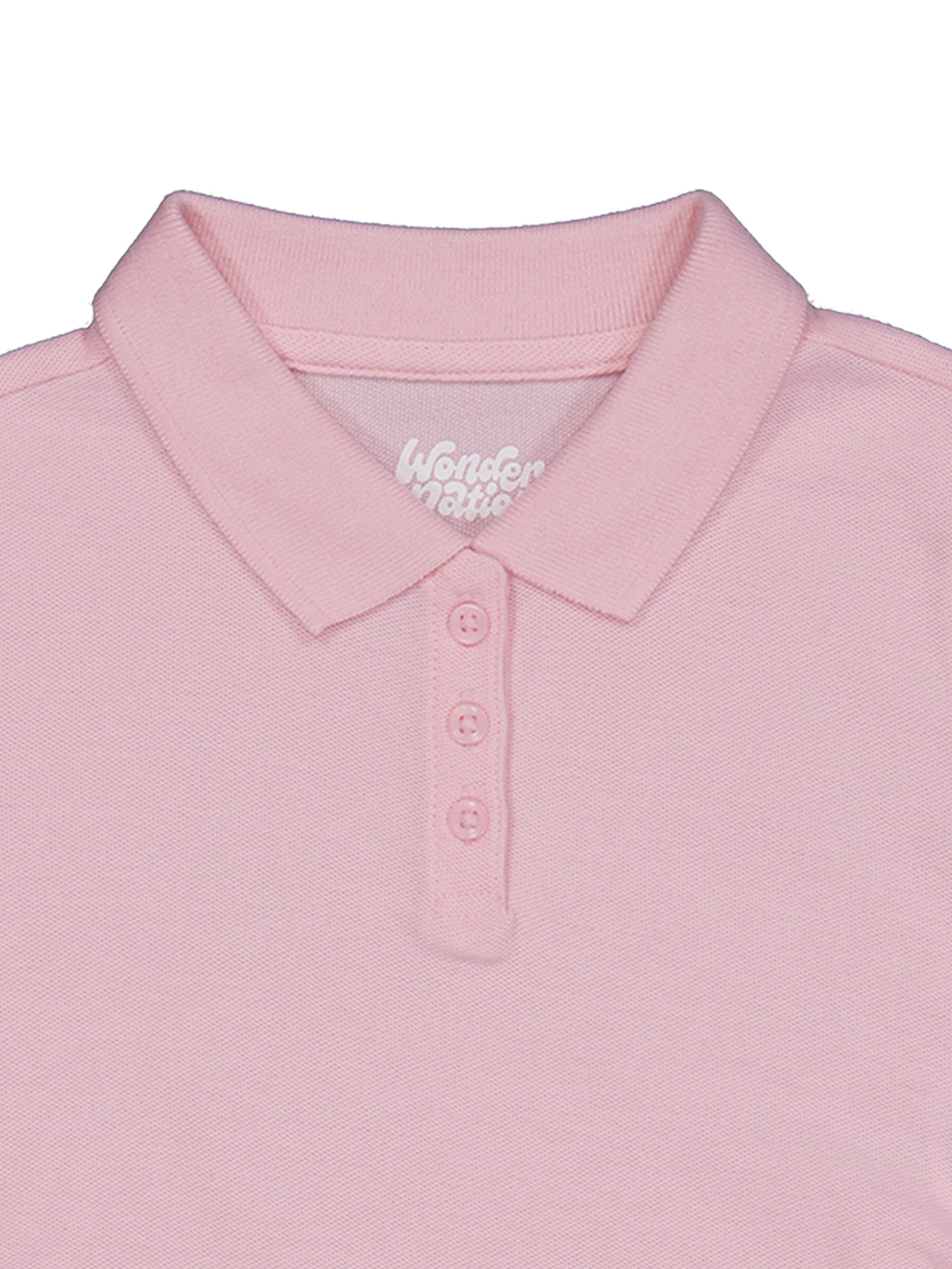 Wonder Nation Girls Side Ruched Polo Shirt with Short Sleeves, Sizes 4-18