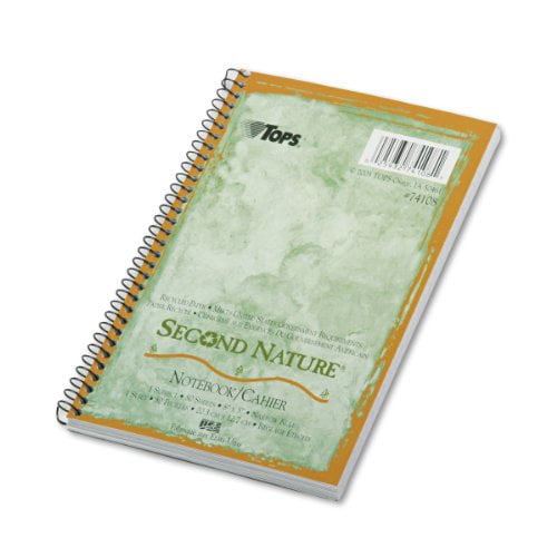 Second Nature Subject Wirebound Notebook, Narrow, 8 X 5, White, 80 Sheets