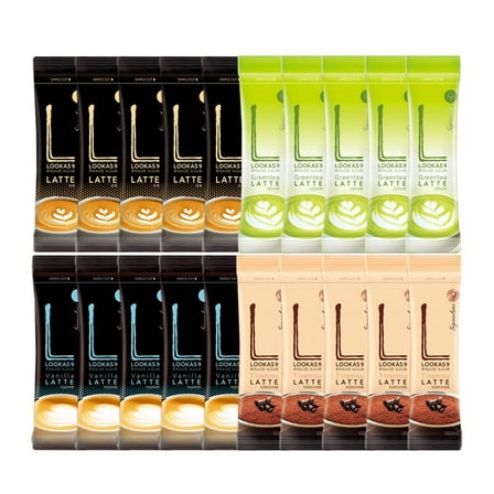 Latte Coffee Mix Packet, Single Serve, Lookas 9, 4 Various Flavors, Macha, Instant Latte Package, Green Tea,Vanila,Tiramisu, korean cafe coffee