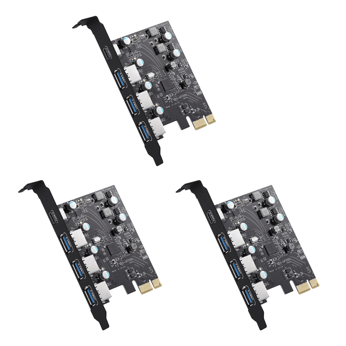 3X PCIE to USB3.0+Type C Expansion Card (PCIe Card)3 Ports with